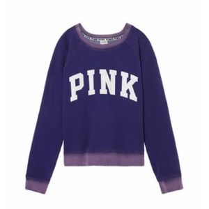 VS Victoria’s Secret “Pink” Sweatshirt Purple with Distressed Collar